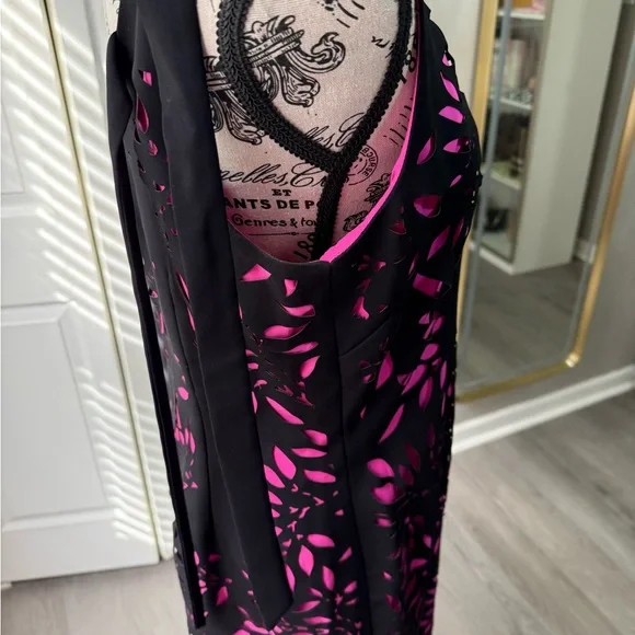Shani Black Dress with Fuchsia Accents - Picture 6 of 11